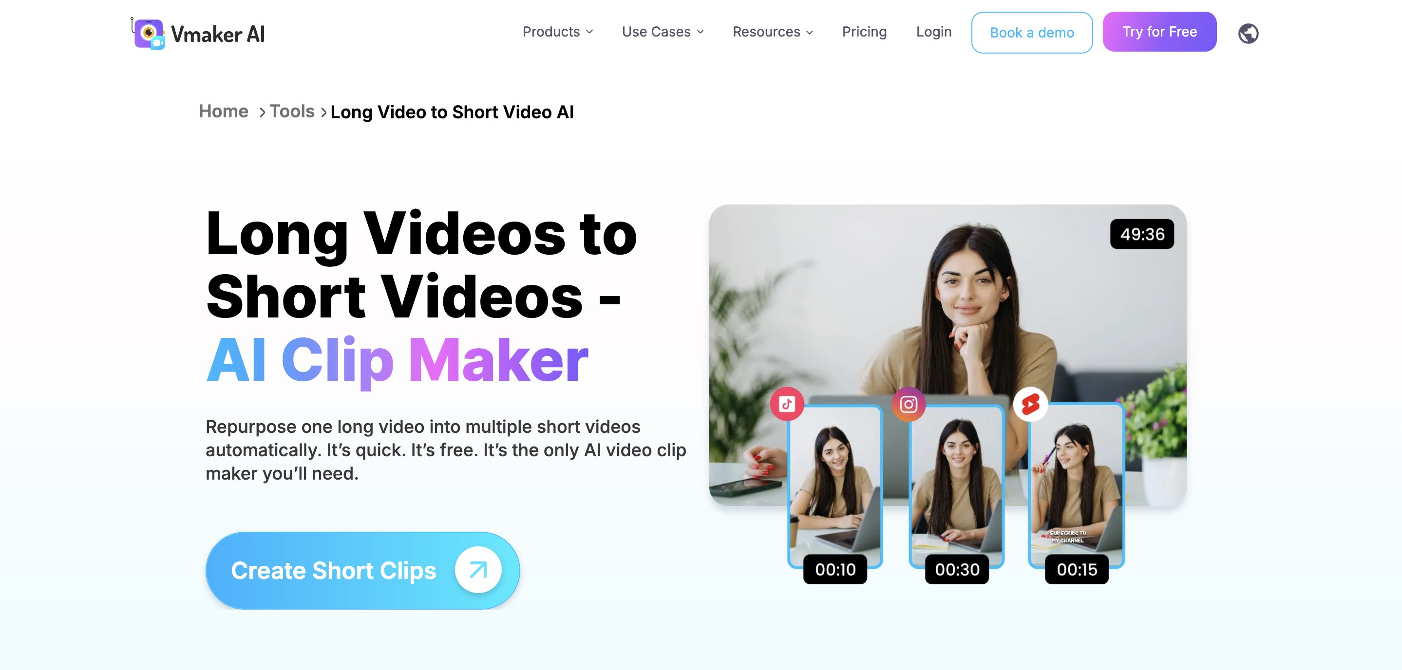 Vmaker Short video to long video